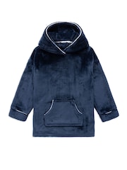 Chelsea Peers Blue Fleece Nap Bandit Wolf Print Blanket Hoodie - Image 1 of 4