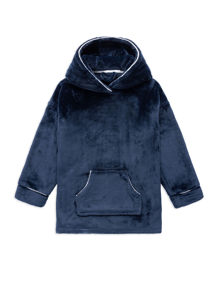 Chelsea Peers Blue Fleece Nap Bandit Wolf Print Blanket Hoodie - Image 1 of 4