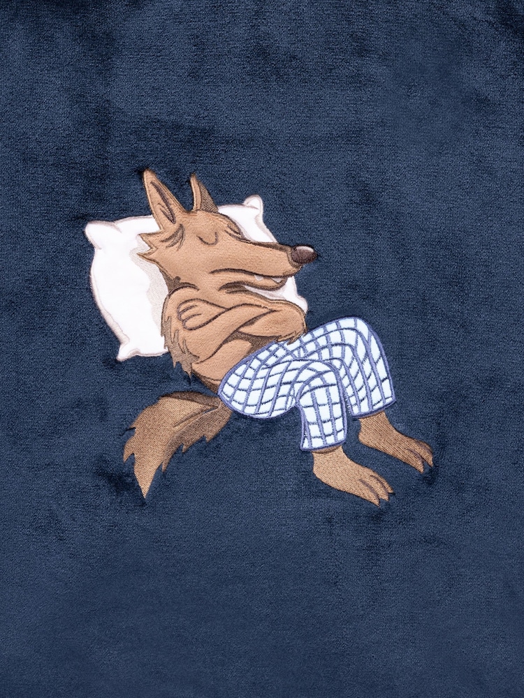 Chelsea Peers Blue Fleece Nap Bandit Wolf Print Blanket Hoodie - Image 4 of 4