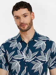 Threadbare Navy Blue Print Short Sleeve Shirt - Image 5 of 6