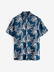 Threadbare Navy Blue Print Short Sleeve Shirt - Image 6 of 6