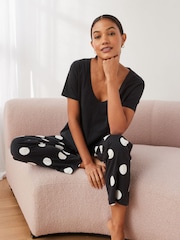 Monochrome Spot Cotton Short Sleeve Pyjamas - Image 1 of 9