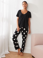 Monochrome Spot Cotton Short Sleeve Pyjamas - Image 2 of 9