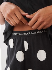 Monochrome Spot Cotton Short Sleeve Pyjamas - Image 5 of 9
