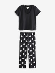Monochrome Spot Cotton Short Sleeve Pyjamas - Image 6 of 9