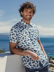 Threadbare White Print Short Sleeve Shirt - Image 1 of 5