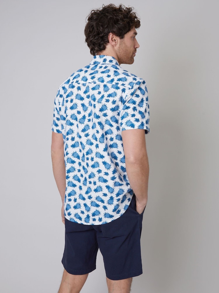 Threadbare White Print Short Sleeve Shirt - Image 3 of 5