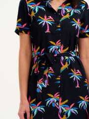 Sugarhill Brighton Rainbow Palms Justine Black Midi Dress - Image 4 of 5