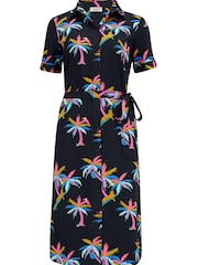 Sugarhill Brighton Rainbow Palms Justine Black Midi Dress - Image 5 of 5