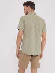 Threadbare Green Cotton Printed Short Sleeve Shirt - Image 2 of 4