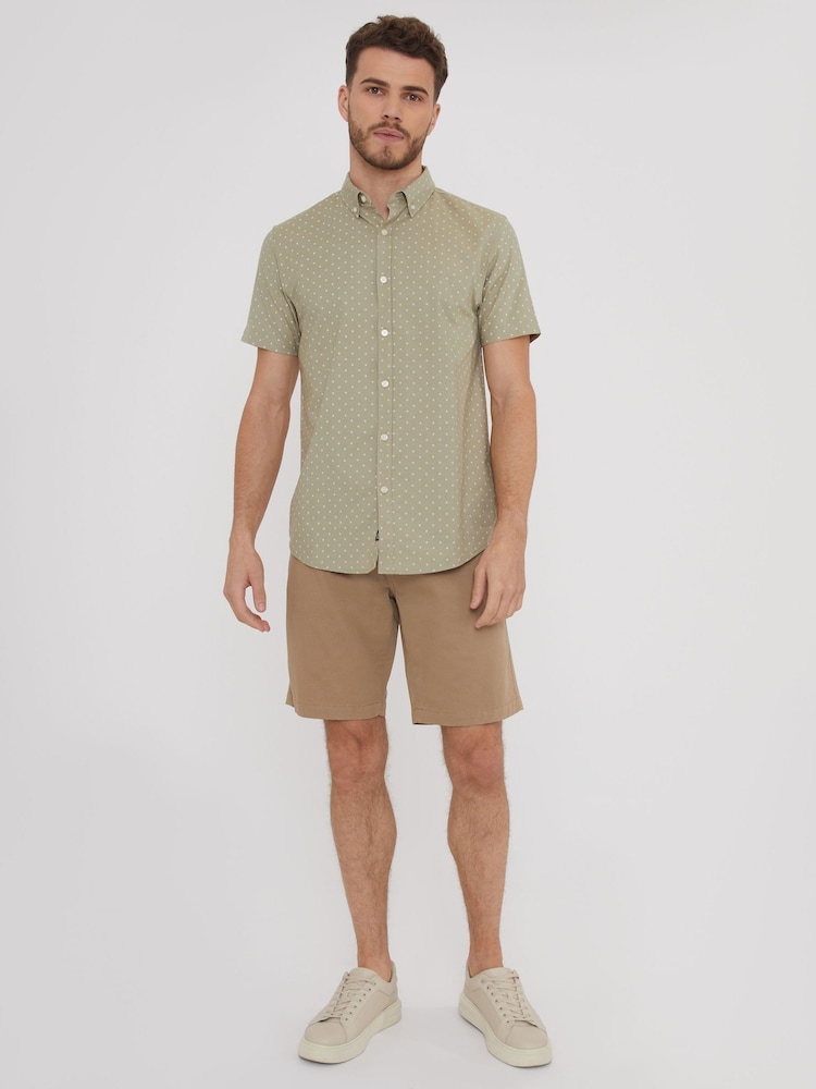 Threadbare Green Cotton Printed Short Sleeve Shirt - Image 4 of 4