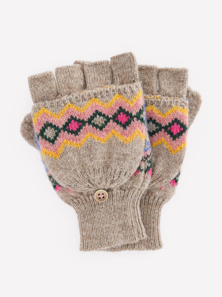 Boden Pink Fairisle Mittens - Image 1 of 2 Boden Pink Fairisle Mittens - Image 1 of 2