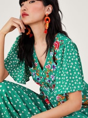 Monsoon Green Rori Embroidered Jumpsuit in Sustainable Viscose - Image 2 of 4