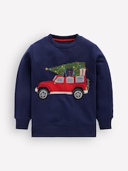 Boden Blue Applique Sweatshirt - Image 1 of 3