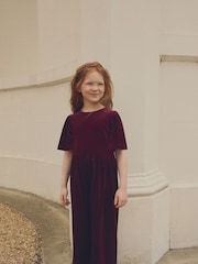 Burgundy Velour Jumpsuit (3-16yrs) - Image 1 of 7