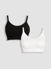 Emma Jane Black and White 2-Pack Cotton Seamless Nursing Bras - Image 1 of 11