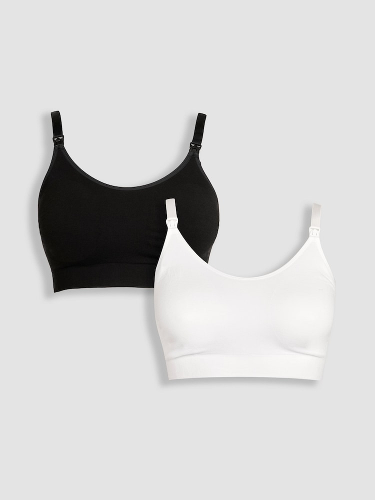 Emma Jane Black and White 2-Pack Cotton Seamless Nursing Bras - Image 1 of 11