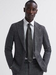 Reiss Charcoal Liam Polka Dot Silk Tie - Image 2 of 5