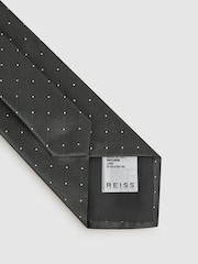 Reiss Charcoal Liam Polka Dot Silk Tie - Image 4 of 5