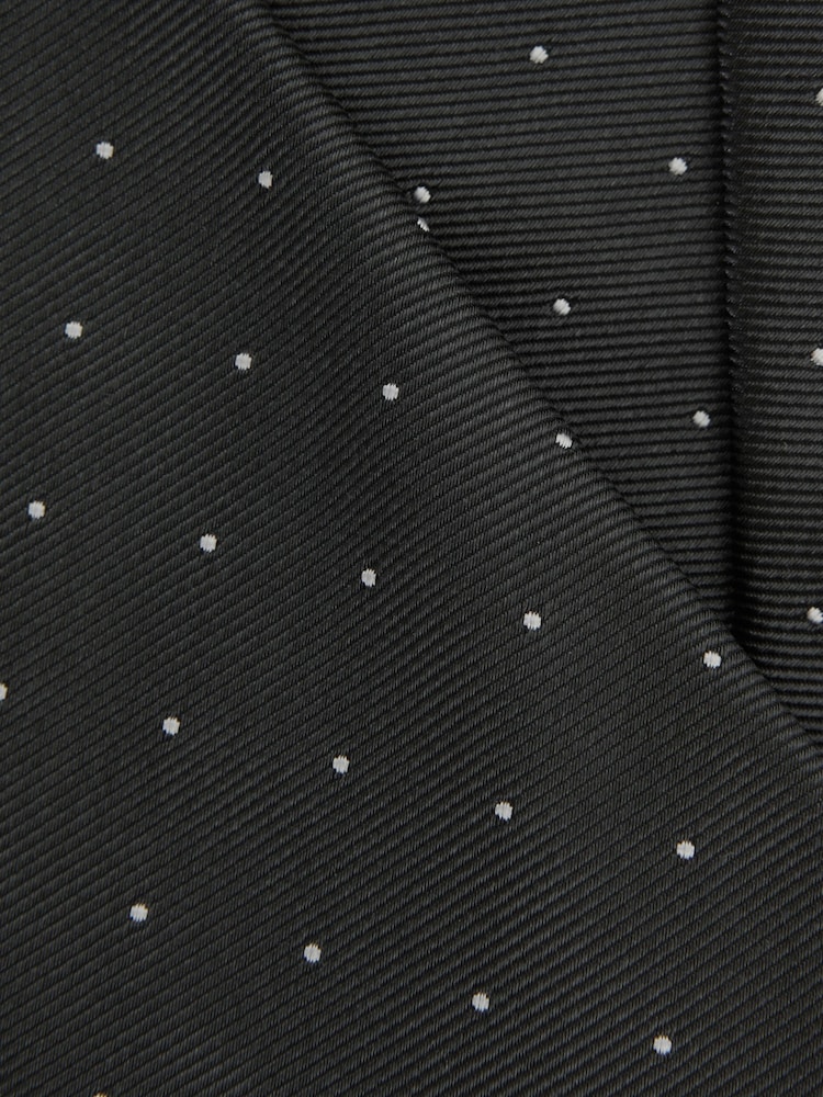 Reiss Charcoal Liam Polka Dot Silk Tie - Image 5 of 5