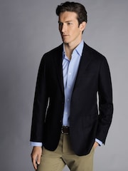 Charles Tyrwhitt Blue Twill Wool Unstructured Slim Fit Jacket - Image 1 of 4