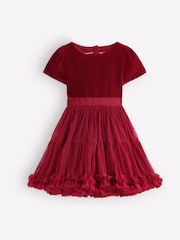 Boden Red Velour Tulle Occasion Dress - Image 1 of 3