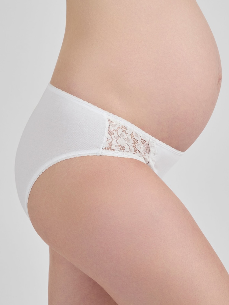 Blanc - Slips de maternité JoJo Maman Bébé 3-Lot Dentelle à bordures - Image 4 of 5