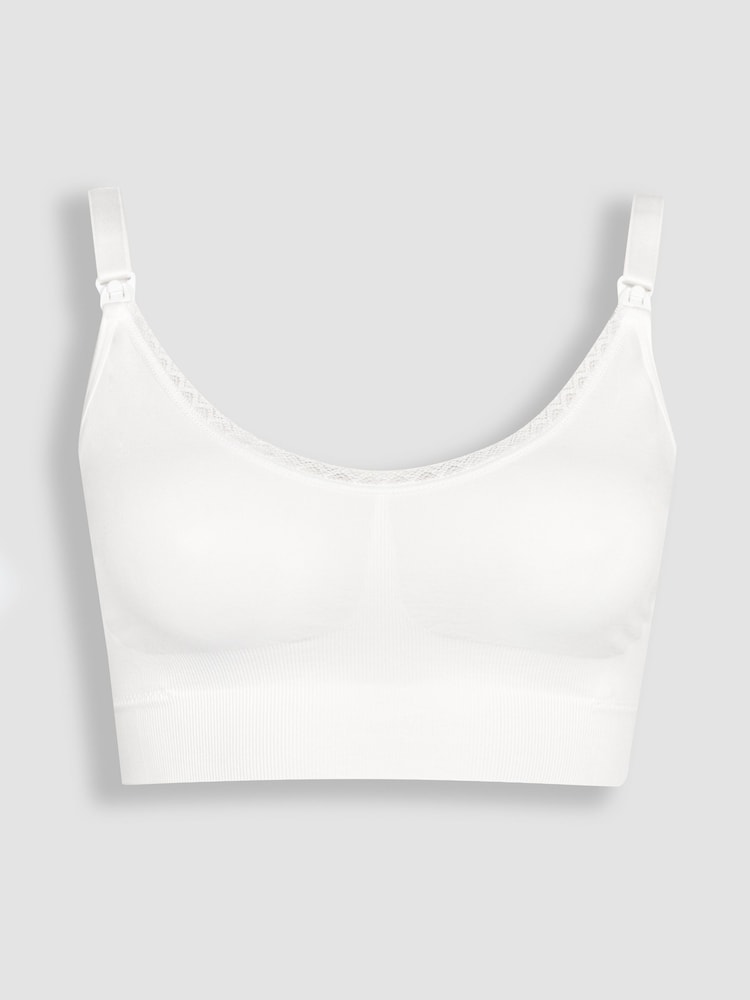 Emma Jane White Emma-Jane Cotton Rich Lace Trim Seamless Nursing Bra - Image 4 of 5