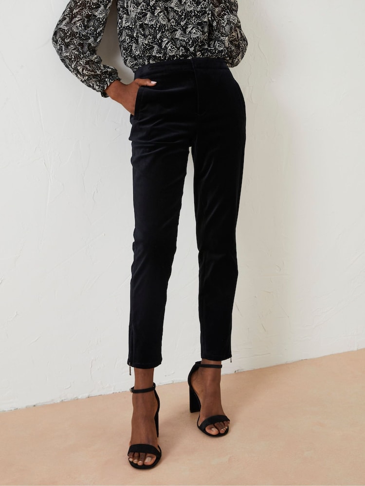FatFace Black Isobelle Velvet Trousers - Image 1 of 5