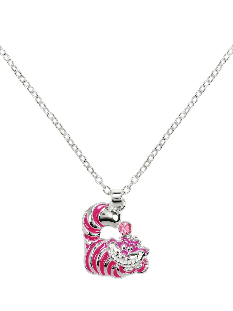 Peers Hardy Silver Tone Disney Cheshire Cat Pendant Necklace With Pink Stone - Image 1 of 3 Peers Hardy Silver Tone Disney Cheshire Cat Pendant Necklace With Pink Stone - Image 1 of 3