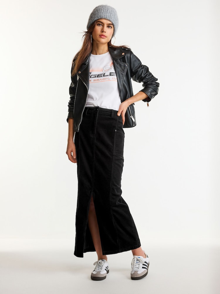 Black Corduroy Column Skirt - Image 1 of 6