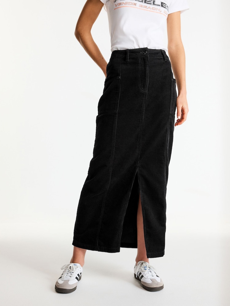 Black Corduroy Column Skirt - Image 2 of 6