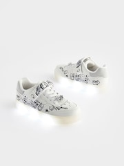 White Graffiti Light Up Elastic Lace Trainers - Image 4 of 9
