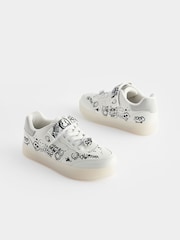 White Graffiti Light Up Elastic Lace Trainers - Image 5 of 9