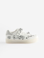 White Graffiti Light Up Elastic Lace Trainers - Image 6 of 9