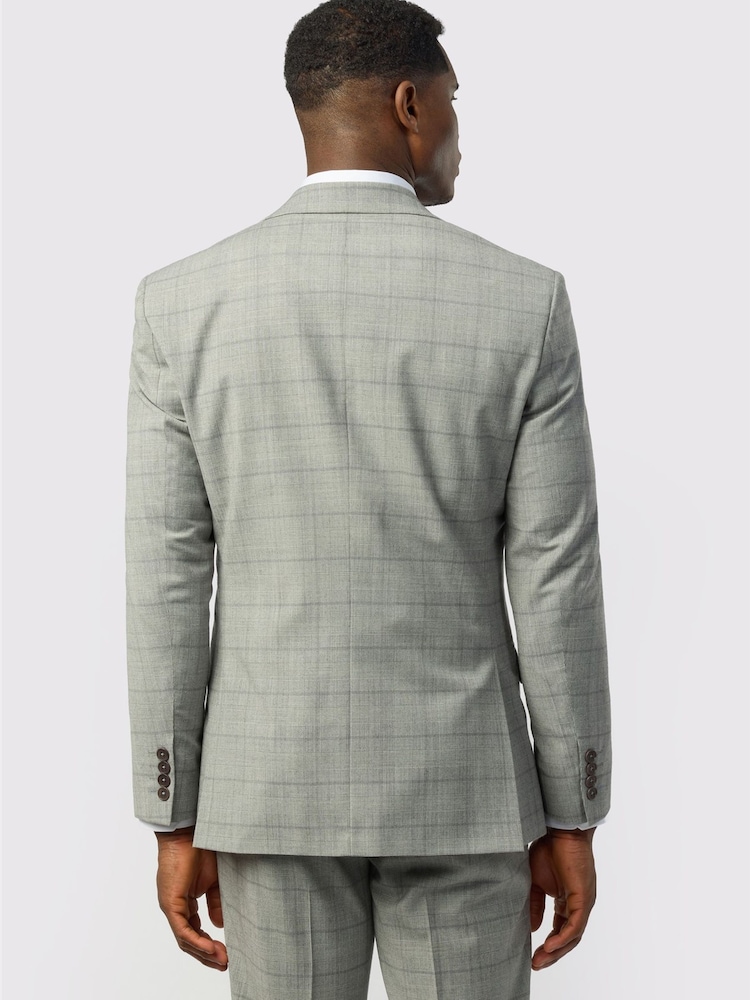 Ted Baker Tailoring Grey Slim Fit Check Jacket - Image 2 of 6 Ted Baker Tailoring Grey Slim Fit Check Jacket - Image 2 of 6