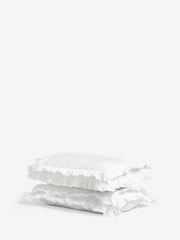 Shabby Chic by Rachel Ashwell® White Broderie Anglaise Ruffle 200 Thread Count Pillowcase Set of 2 - Image 3 of 3