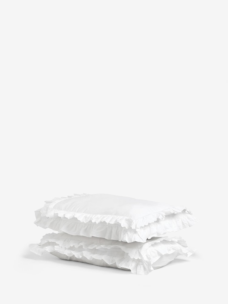 Shabby Chic by Rachel Ashwell® White Broderie Anglaise Ruffle 200 Thread Count Pillowcase Set of 2 - Image 3 of 3