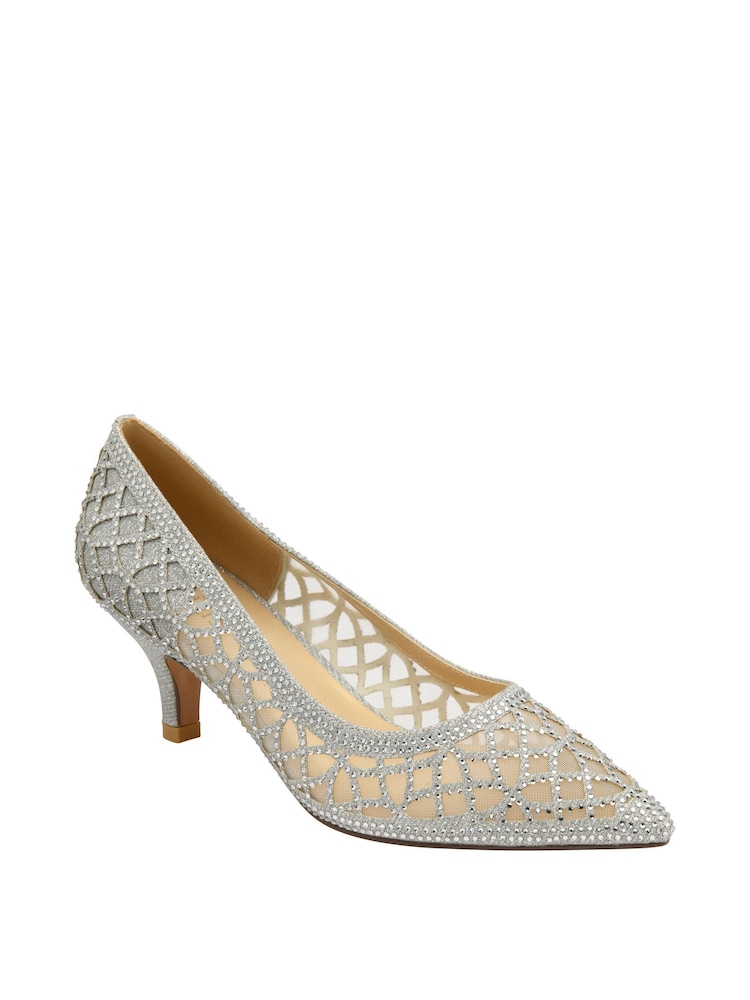 Lotus Silver Diamante Pointed Toe Court Shoes - Image 1 of 4