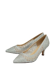 Lotus Silver Diamante Pointed Toe Court Shoes - Image 2 of 4
