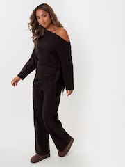 Threadbare Black Off Shoulder Top & Wide Leg Co-ord - Image 3 of 4