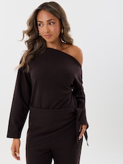Threadbare Black Off Shoulder Top & Wide Leg Co-ord - Image 4 of 4