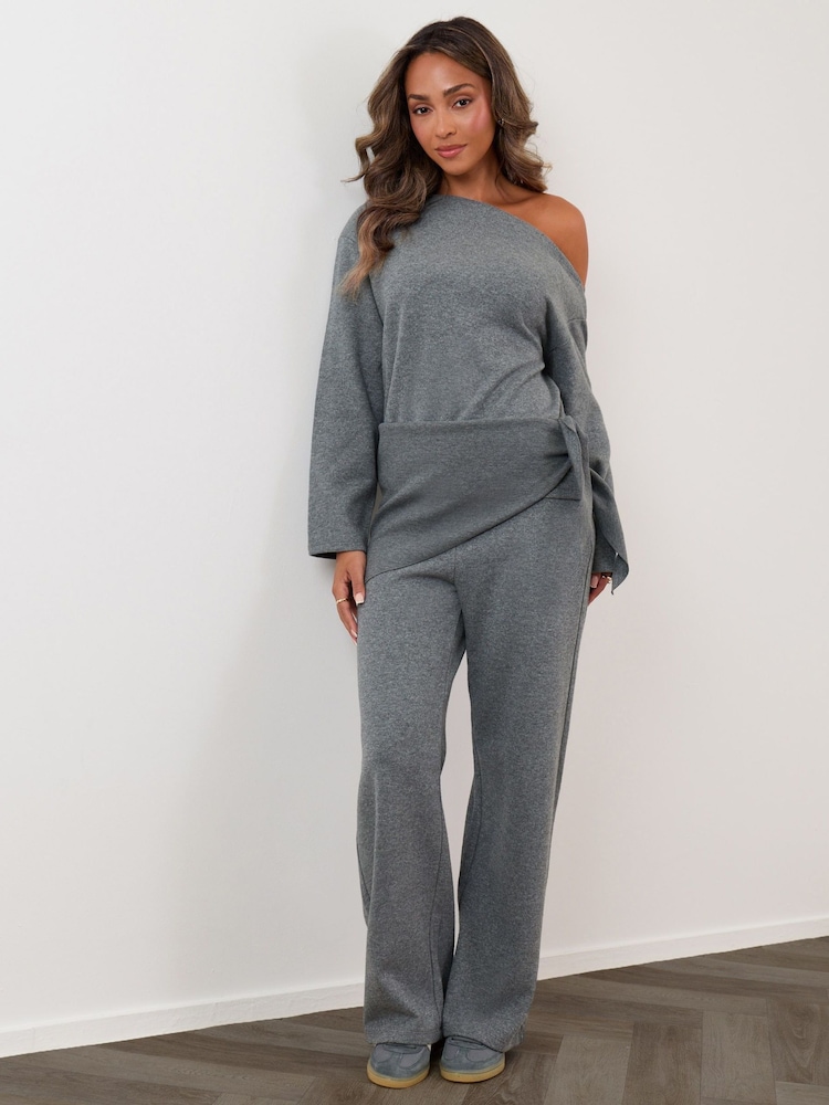 Threadbare Grey Off Shoulder Top & Wide Leg Co-ord - Image 1 of 4