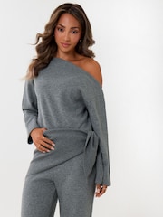 Threadbare Grey Off Shoulder Top & Wide Leg Co-ord - Image 4 of 4