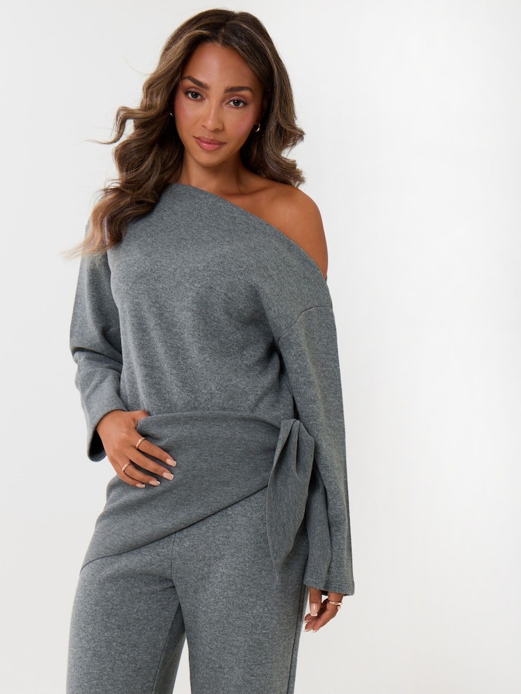 Threadbare Grey Off Shoulder Top & Wide Leg Co-ord - Image 4 of 4