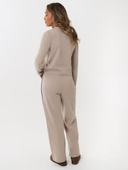 Threadbare Natural Contrast Stripe Wide Leg Sweat Set - Image 2 of 5