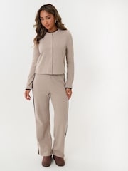 Threadbare Natural Contrast Stripe Wide Leg Sweat Set - Image 4 of 5
