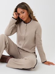 Threadbare Natural Contrast Stripe Wide Leg Sweat Set - Image 5 of 5