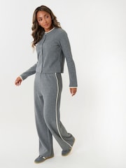 Threadbare Grey Contrast Stripe Wide Leg Sweat Set - Image 1 of 5
