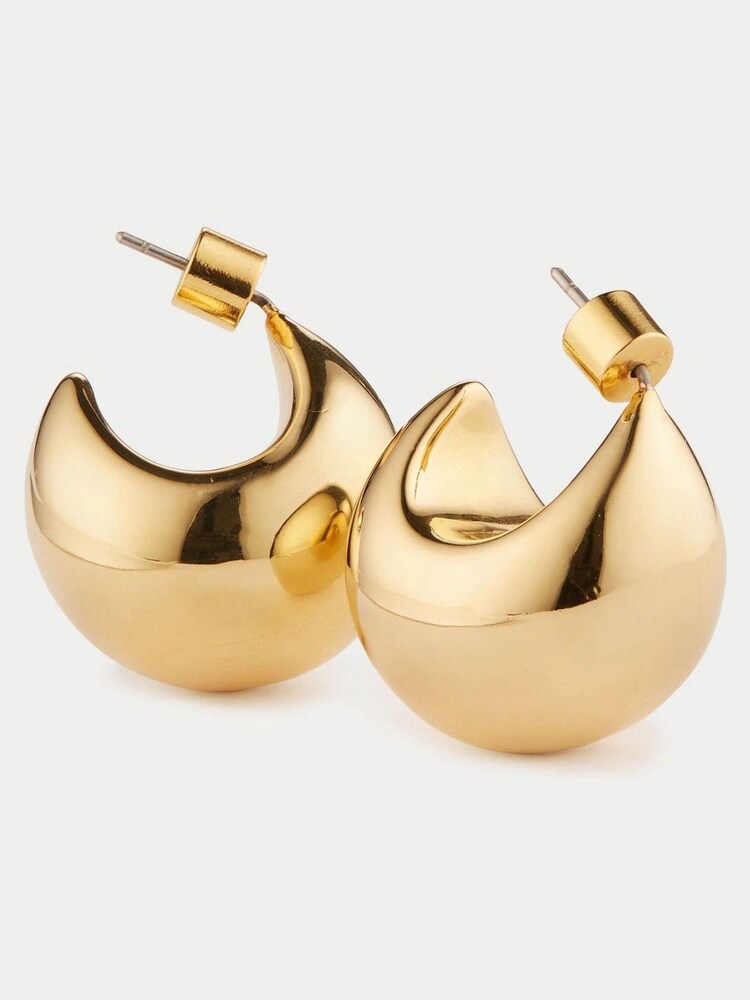 Jigsaw Gold Plated Chunky Dome Earrings - Image 1 of 5